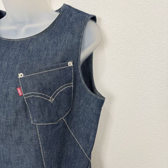 Vtg Levis Dress Womens Large Blue Engineered Dark Denim Y2K 1999 Cool Western - Picture 4 of 16
